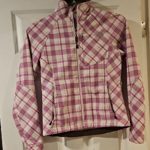 The North Face Women's Pink and White Plaid Ski Jacket